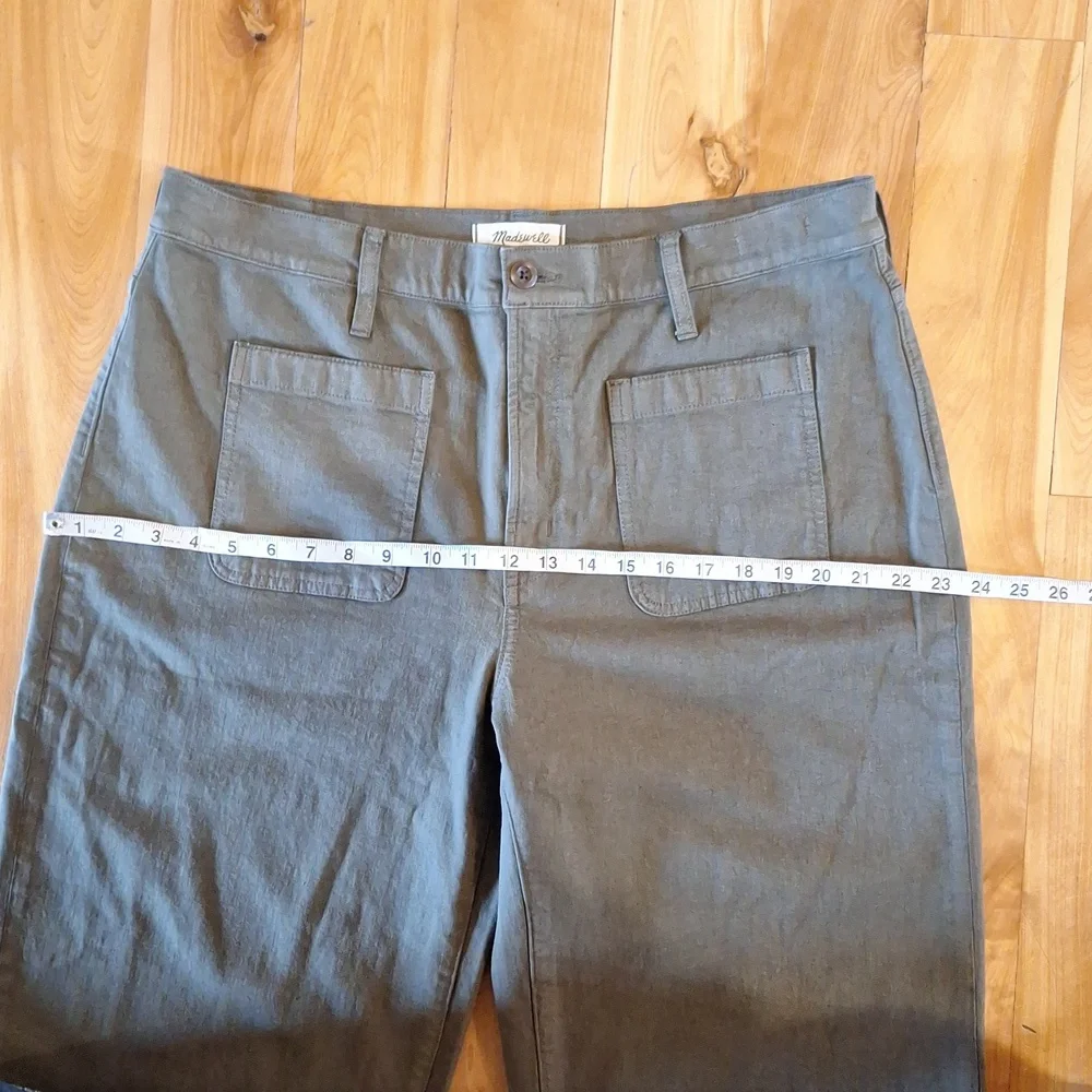 Madewell Emmett Wide Leg Olive Green Pants Size 33 - Picture 9 of 13